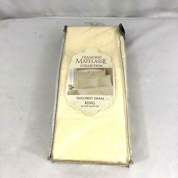 Diamond Matelasse King Pillow Sham Ivory Collection Diamond Print - Picture 1 of 11